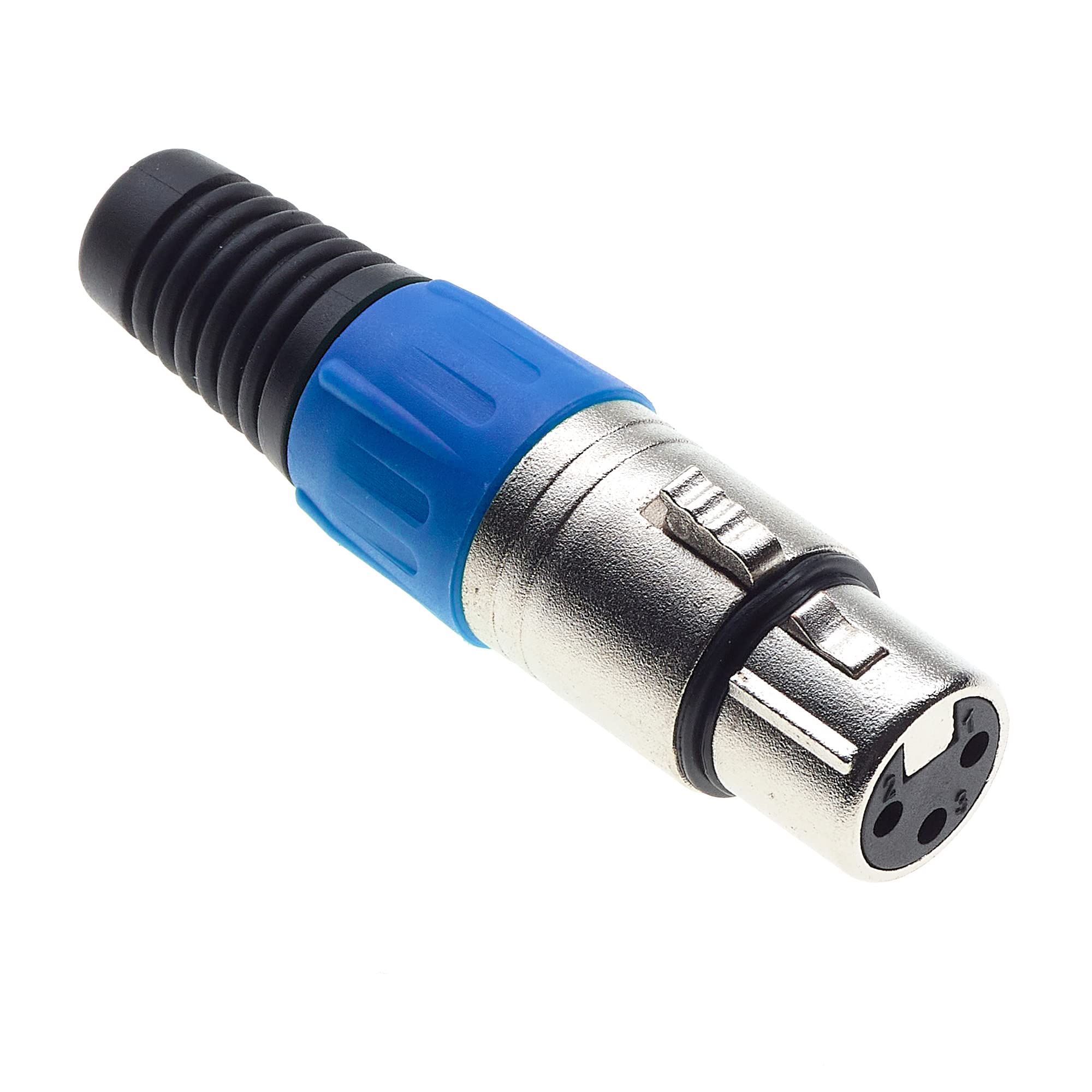 Keple 3 Pole XLR Socket, Blue - Female Audio Mic Microphone DMX Plug Jack Socket, Nicked-Plated Adapter, Metal Construction Connector With Plastic Housing — image 1