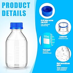 Irenare 8 Pieces Media Storage Bottles Borosilicate