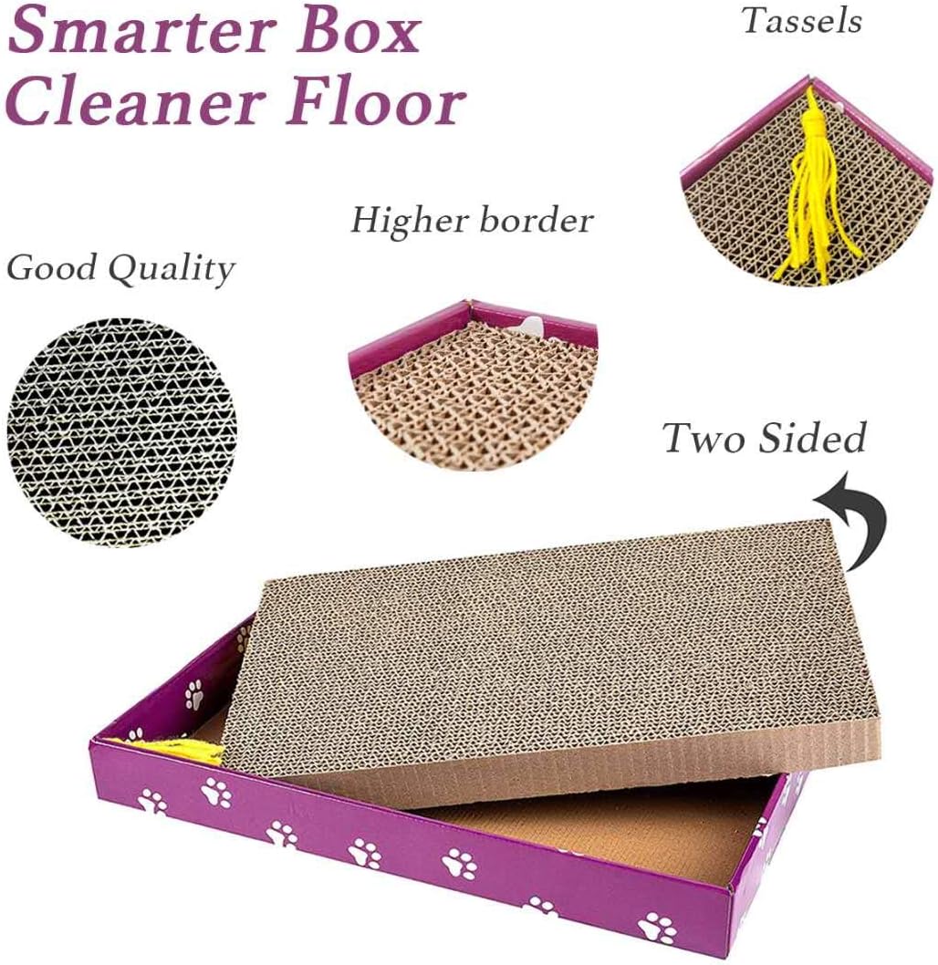 PEEKAB Cat Scratcher Cardboard Wide Cat Scratching Pad Reversible Cat Scratch Bad with Box Catnip Included 3 Pack Scratching Cardboard : Pet Supplies