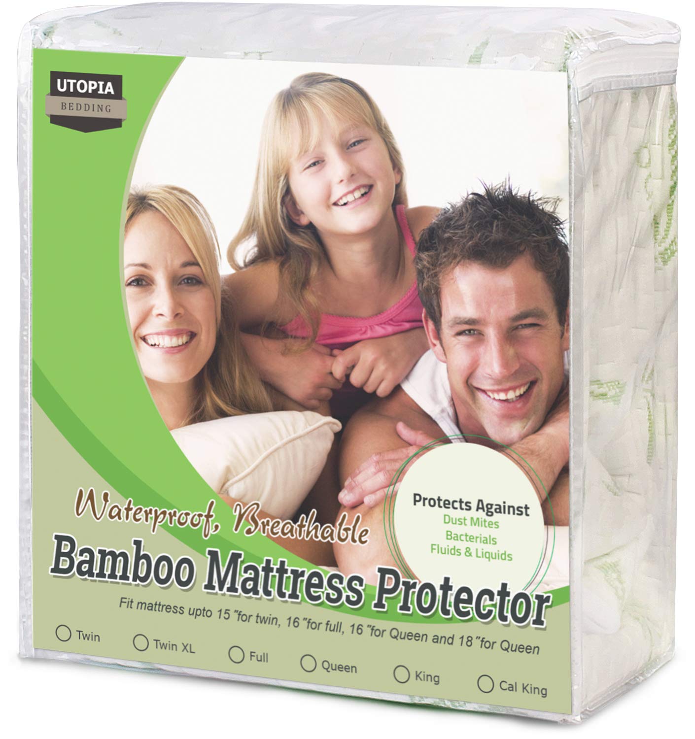 Utopia Bedding Premium Bamboo Waterproof Mattress Protector...