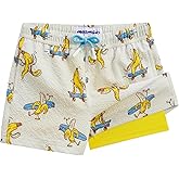 maamgic Boys Swim Trunks with Compression Liner Seersucker Swim Shorts Recycled Toddler Swimsuit