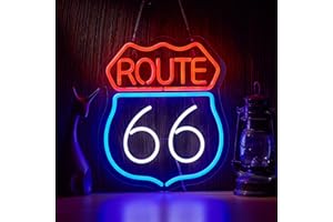 Historic Route 66 Neon Sign Beer Bar Home Art Man Cave Neon Light Handmade with Dimmable Switch LED Neon Lights Signs for Bed