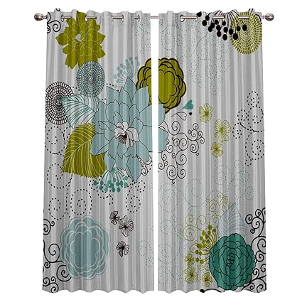 Amazon Com Kids Room Blackout Window Curtains Blue And Yellow