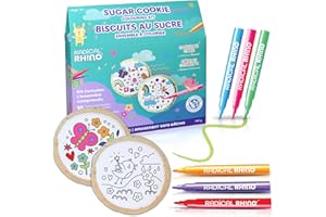 Radical Rhino Sugar Cookie Coloring Kit - 10 Confetti Cake Sugar Cookies & 6 Food Coloring Edible Markers - Prep, Mess and Ch