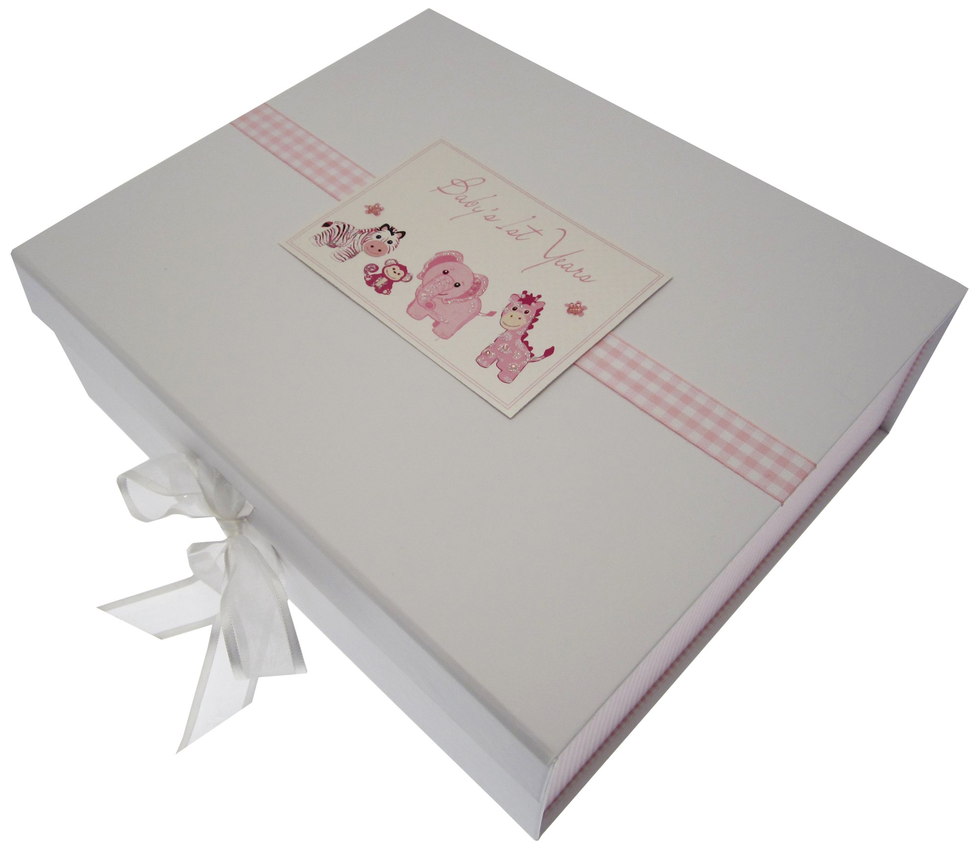 White Cotton Cards Baby's First Years Large Keepsake Box (Pink Toys)