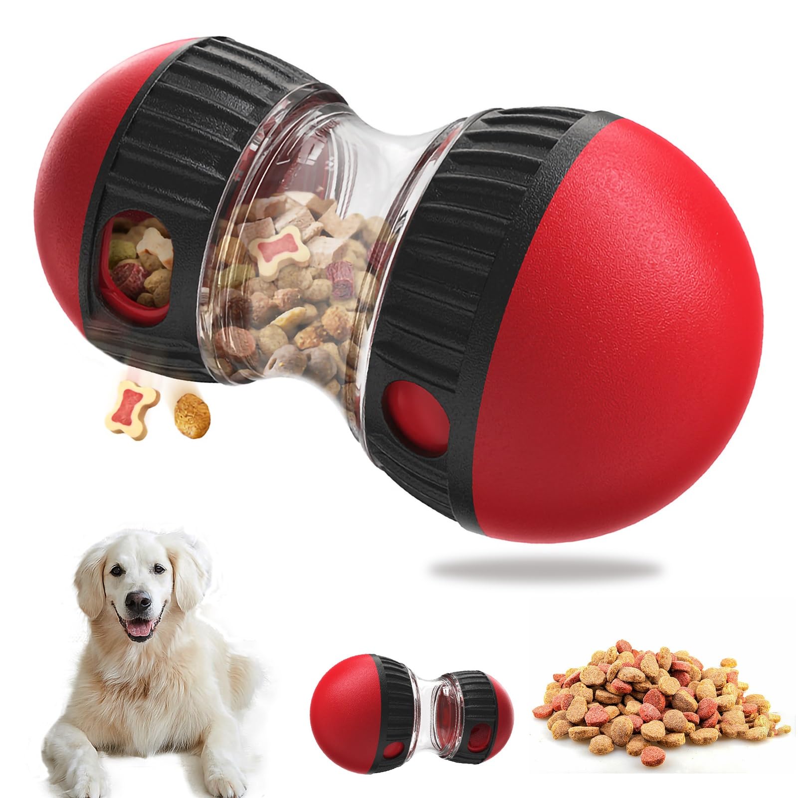 JWTEEE Dog Toys for Boredom - Adjustable Treat Dispensing Puzzle Feeder with Slow Feeding and Curved Movement for Interactive Dog Enrichment & Mental Stimulation - Ideal for Indoor & Outdoor Play