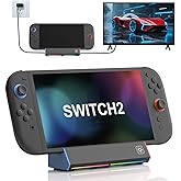 iPLYGAM Switch 2 TV Dock for Nintendo Switch 2, Portable Switch 2 Docking Station Replacement 4K High Definition HDMI/Type C/3.0 USB Port LED Light for Official Nintendo Switch 2