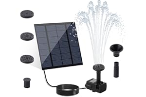 1.8W Solar Fountain Pump for Bird Bath, DIY Solar Water Pump Kit with 4 Nozzles, 9.84FT Power Cable for Bird Bath, Garden, Po