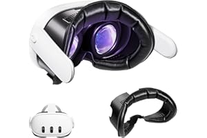 SAQICO Face Pad & Face Cover Cushion Replacement Compatible with Oculus/Meta Quest 3 -VR Accessories Facial Interface Waterproof PU & Comfortabe Sponge Reduce Head Pressure Immersive Gaming