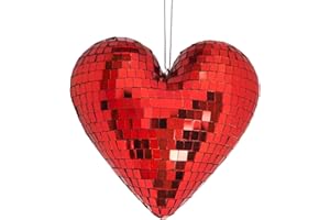 Yeehlmer Disco Ball Heart Shaped Rainbow Disco Hanging Party Mirror Decor Retro Light Reflective Ball Lover Gift Home Wedding Decor(1 Pack, Red)