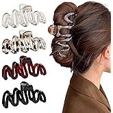 4 Pcs Claw Clips for Women, Large Sized Wavy Hair Clips Non Slip Grip for Thick Hair, Cute Hair Accessories Claw Hair Clips for Women's Hair Styling