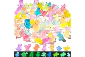 LOIKMIUP 100PCS Luminous Mini Resin Dinosaur Glow in The Dark, 26 Styles Tiny Animals for Hide Garden Micro Landscape Dollhouse Decor Craft