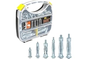 T.K.EXCELLENT T. K. Excellent Heavy Duty Zinc Plated Steel Molly Bolt Hollow Drive Wall Anchor Screws Set for Drywall,Multiple Sizes Assortment Kit, 68 Pieces