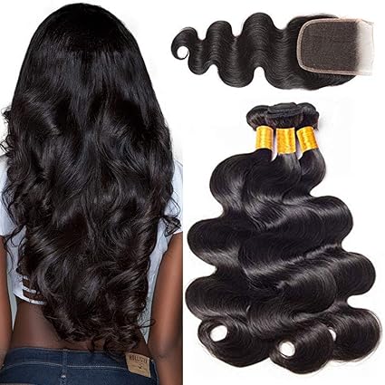 Amazon Com Brazilian Body Wave With Closure 3 Bundles Hman Hair