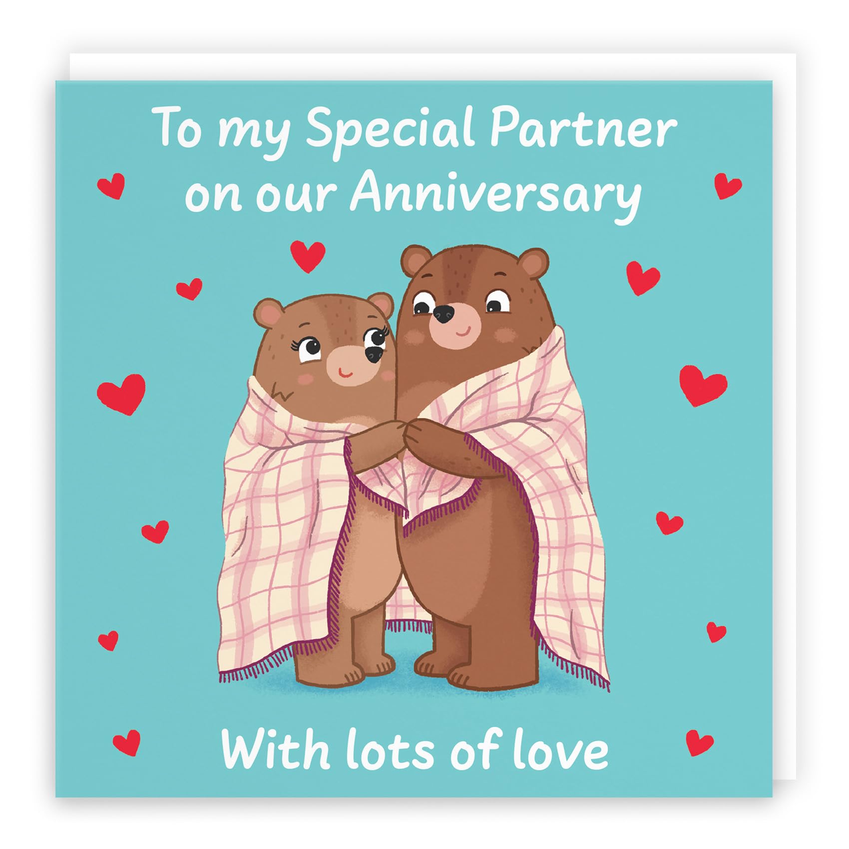 Hunts England - Cute Snuggly Bears Partner Anniversary Card - Fun Bears Anniversary Card - Love Story Collection