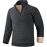 Gihuo Men's Quarter Zip Sweatshirts Winter Warm Sherpa Fleece Lined Pullover Sweatshirts