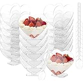 100 Pack 5oz Charcuterie Cups with 100 Spoons, Appetizer Dessert Cups for Pudding Jello Parfait Fruit, Plastic Disposable Heart Shaped Cup for Valentine's Day Wedding Bridal Shower Catering Supplies