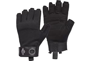 BLACK DIAMOND Crag Half-Finger Gloves | Breathable Stretch Mesh | Synthetic Leather Palm | Lightweight Protection for Belaying & Via Ferrata