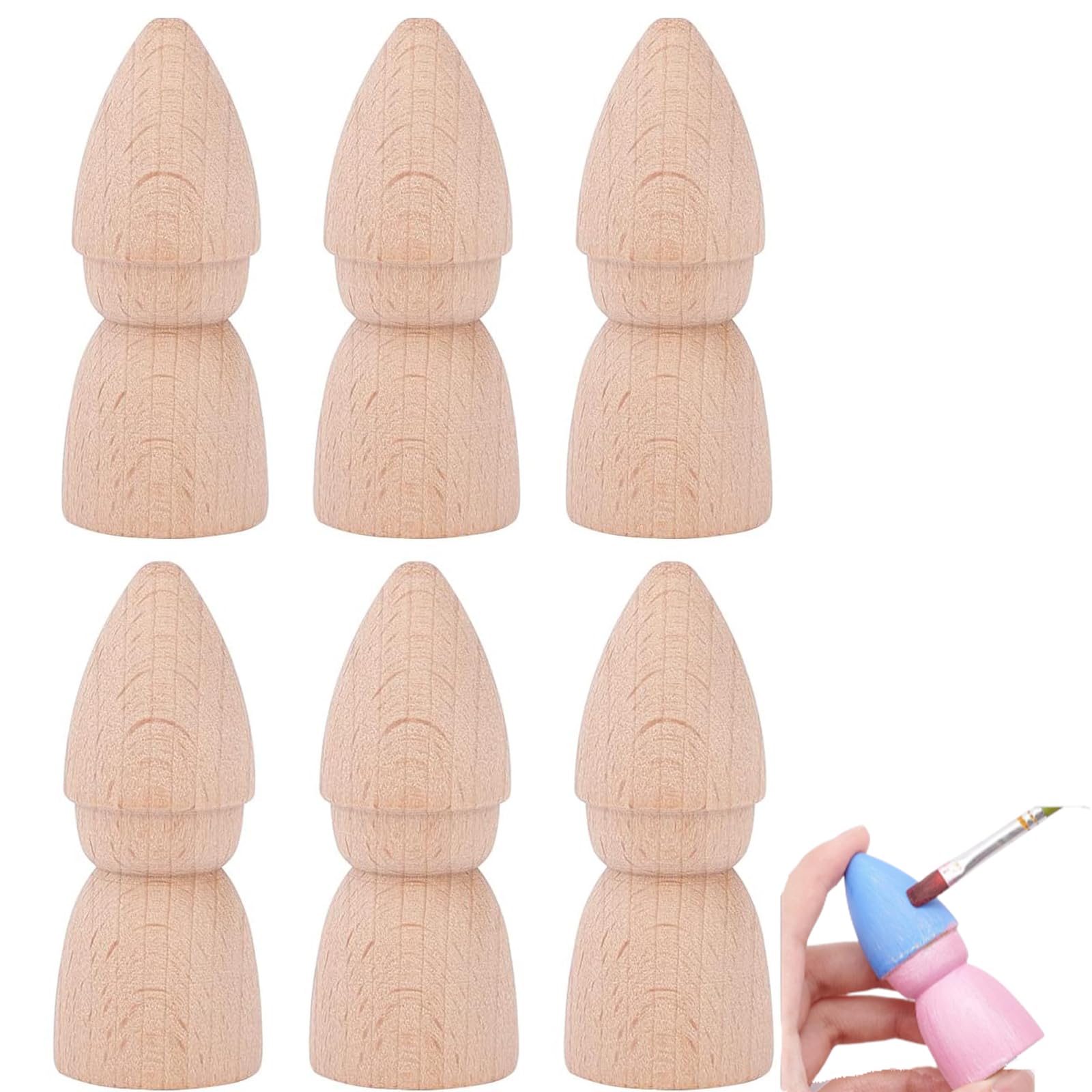 FOMIYES Diy Wooden Peg Dolls Painting Puppets Set Hand-Painted Desktop Ornaments Educational Toys for Kids Creative Arts & Crafts