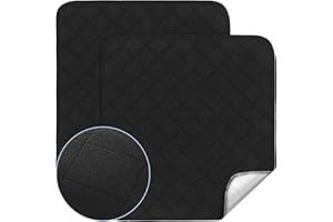 2 Pack Waterproof Incontinence Chair Pads 22" x 21", Washable Wheelchair Reusable Seat Cover for Men, Women, Adults,Black