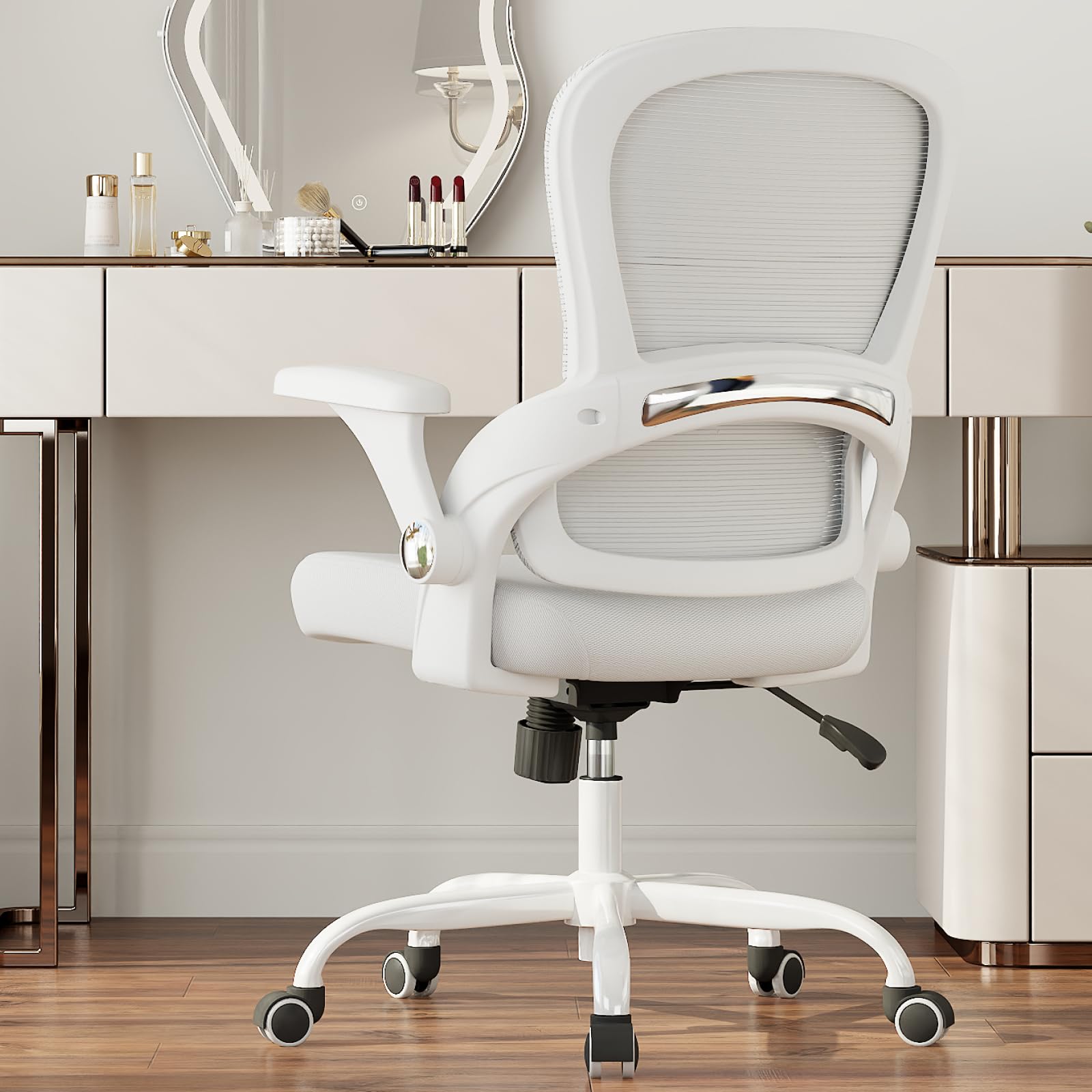 TRALT Office Chair - Ergonomic Office Chair with Back Support, Home Office Desk Chairs, Comfy Desk Chair, Computer Chair, 330lbs Wide Seat Big and Tall Office Chairs for Gamers(White)