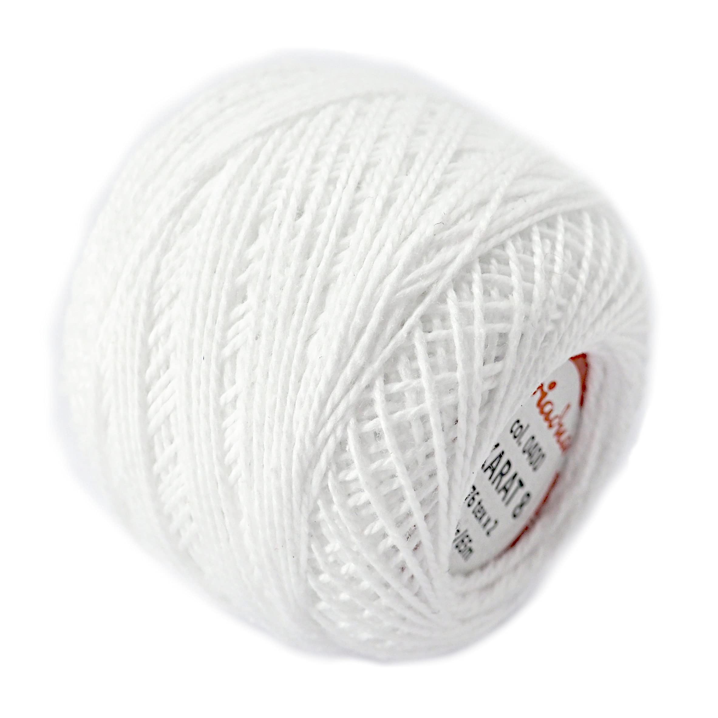 Cotton Crochet Embroidery Yarn 71yd/65m Quality Ball 0.35oz/10g Thread Floss Size 8 (White 0400) — image 1
