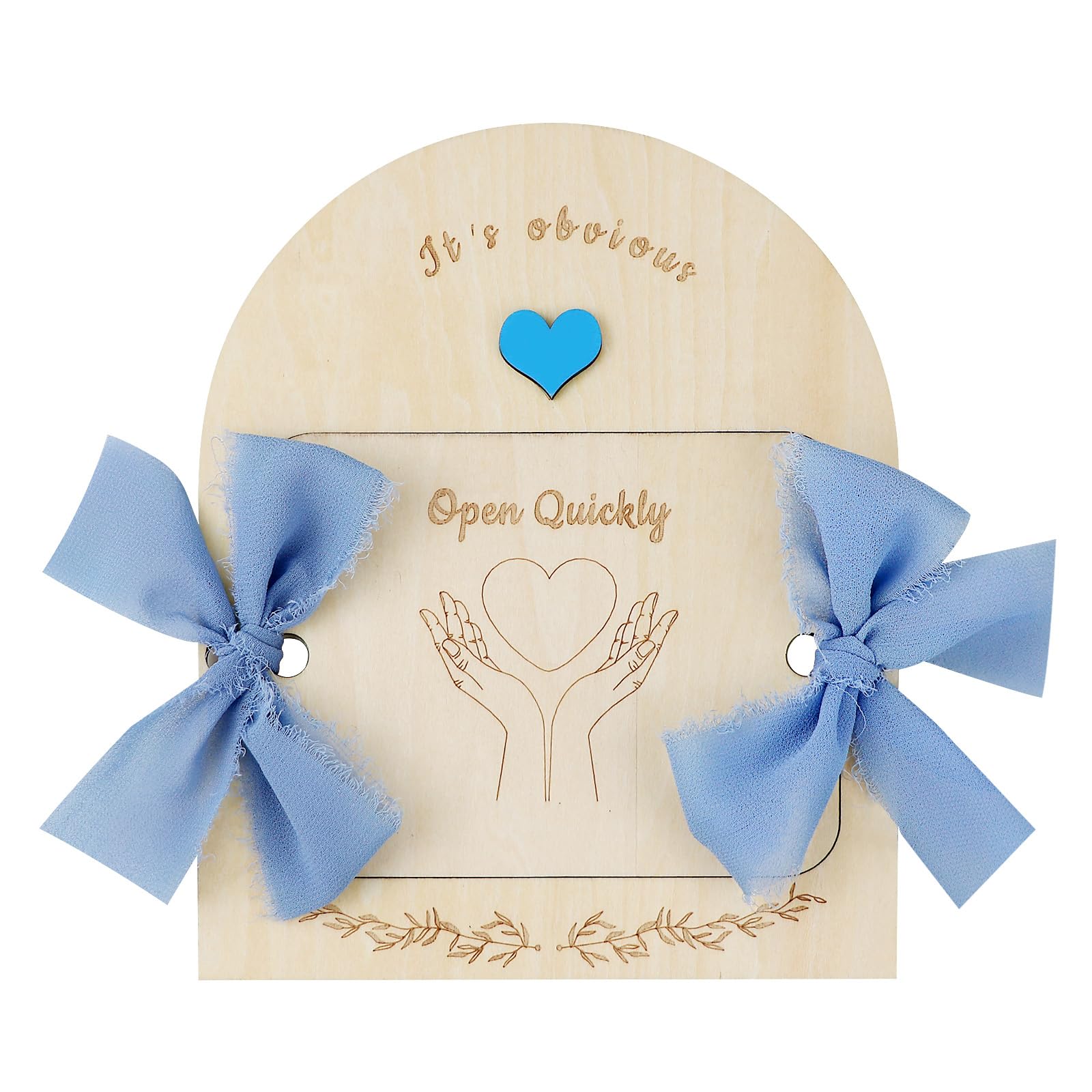 Godmother Godfather Wooden Surprise Request Box Can Store Baby Photos Baptism Announcement Gift (Blue)