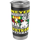 Never Underestimate An Old Man - Patriotic Vietnam Veteran Stainless Steel Insulated Tumbler