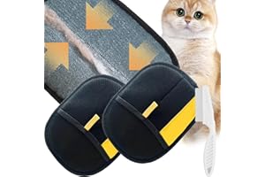 2Pack Kivori Pet Grooming Gloves,Deshedding Electrostatic Kivori Pet Hair Removal Gloves,Fur Remover Glove for Furniture (Bla