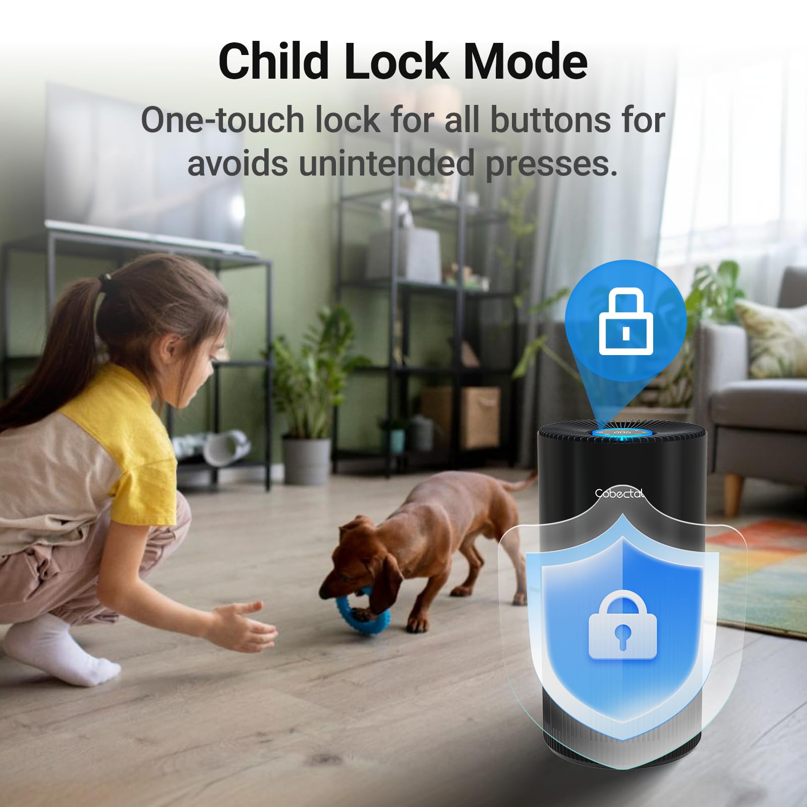 Air Purifiers for Home Large Rooms, Cobectal Air Cleaner with H14 True HEPA 3-in-1 Filter Covers up to 1650ft², Air Quality Sensor, Aroma Function & Sleep Mode, Pet Air Purifier, Black