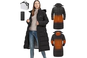 Windpost Heated Jackets for Women,Heated Jacket 8 Heating Zones,Long Winter Coats for Women