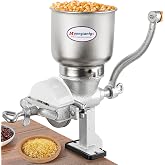 Moongiantgo Corn Grinder Cast Iron Hand Crank Grain Mill | Large Hopper&amp;Table Clamp, for Manual Crushing Barley Wheat Berries Chickpeas Seeds Pepper Dried Bean Animal Feed Home Brewing