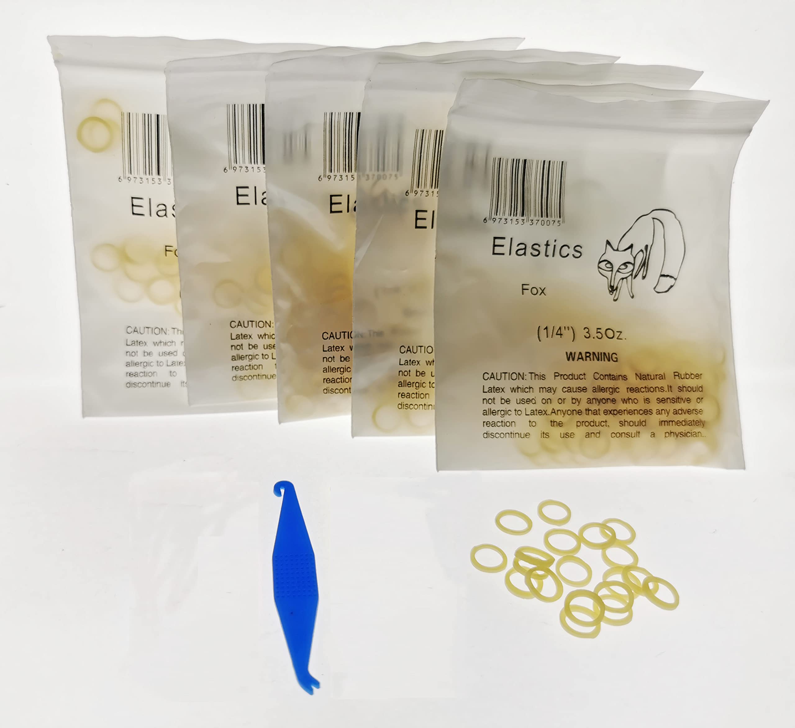 Amber 1/4 Medium Strength 3.5oz Orthodontic Elastic Braces Rubber Dental Bands 5 Pack (500 piezas)