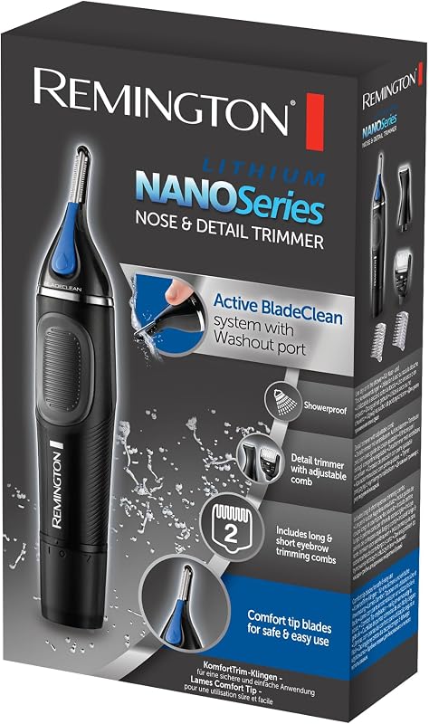 Cortapelos Nariz y Orejas Nano Series, Recortador Pelos Nariz, Orejas, Cejas y Vello Facial, Recortador Vertical, 2 Peines, Cortador Precisión con Peine Ajustable, Resistente Agua - NE3870