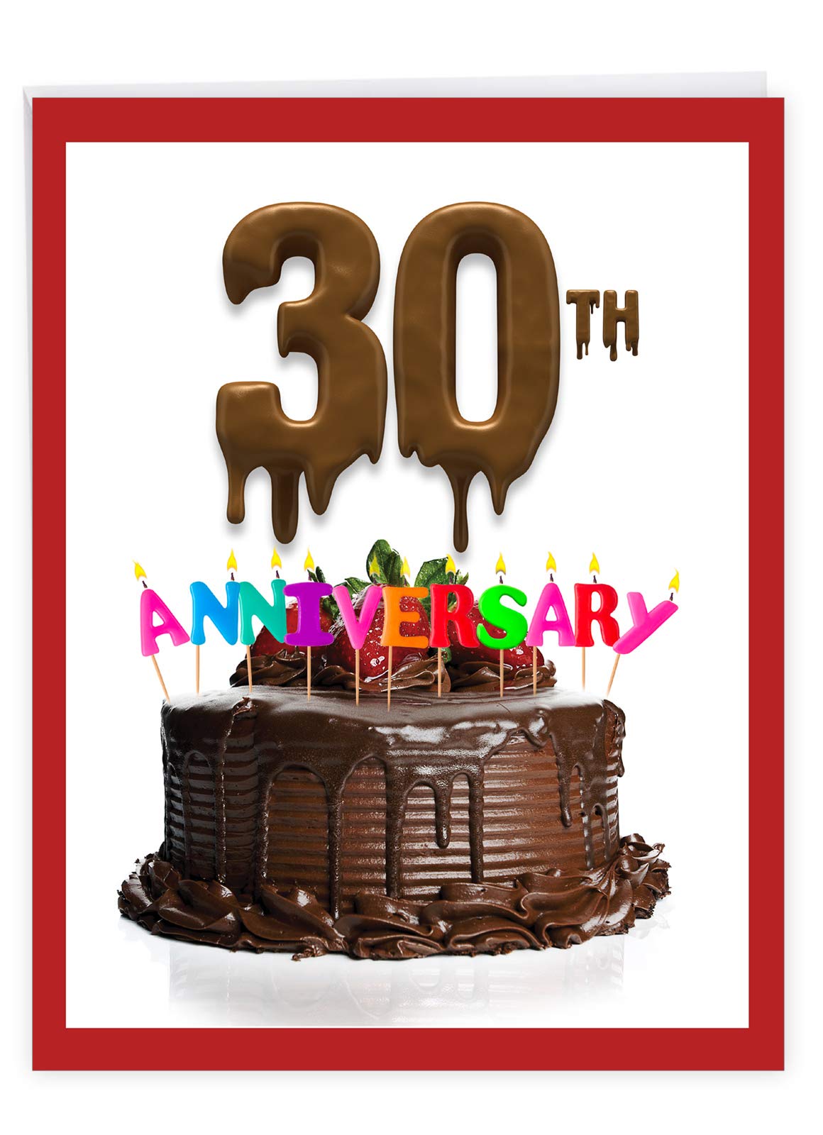 The Best Card Company - Big Happy Anniversary Greeting Card (8.5 x 11 Inch) - Cake Congrats Notecard, Milestone Years of Marriage - Big Day 30 J7060DMAG