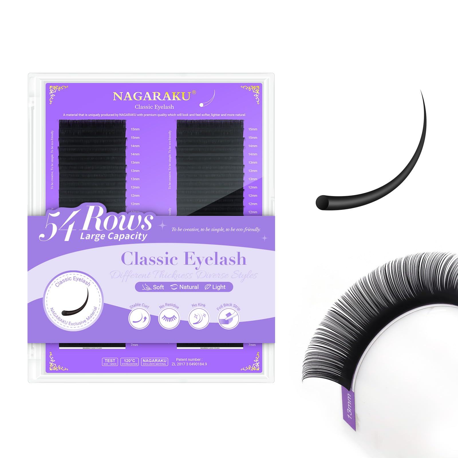NAGARAKU Classic 1:1 Individual Eyelashes High Capacity 54 Rows 0.05 C 7-15mm Mix Length False Lashes Volume Eyelash Extensions Natural Single Eyelash Extensions Semi Permanent Soft Matte Black — image 1