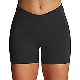 Aoxjox Vanity Workout Biker Shorts for Women V Waist Tummy Control High Waisted Hidden Scrunch Running Yoga Short 4.5"