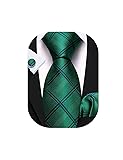 Barry.Wang Mens Green Ties Set 63" Striped Plaid