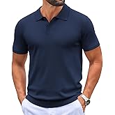 COOFANDY Mens Knit Polo Shirts Casual Short Sleeve Button Down Polo Shirt Classic Golf Shirts