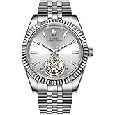 BUREI Men's Classic Luxury Watch Stainless Steel Waterproof Machine Watch Fashion Double Watches Date Sapphire Crystal