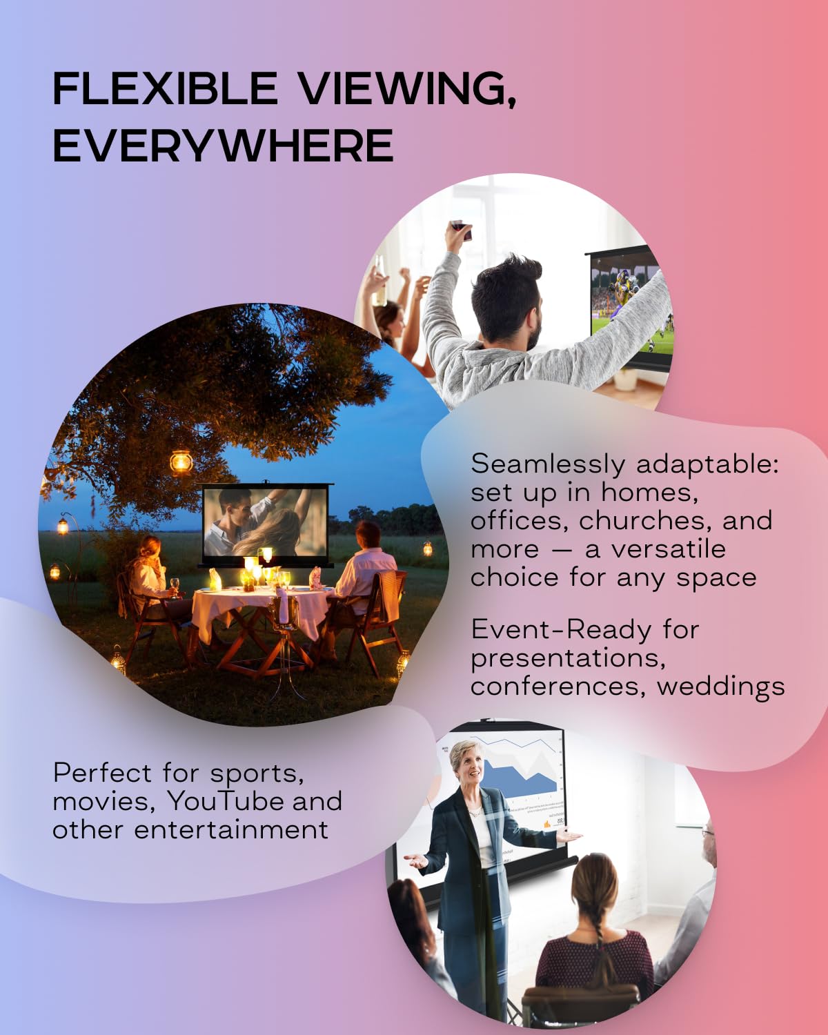 100 Inch Indoor and Outdoor Projector Screen with Stand for Movies or Presentations - HD Premium 16:9 Folding Free Tripod Screen with Carry Bag and Straps, Matte