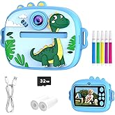 Kids Camera with Instant Print, Front & Rear Dual Cameras, Portable Travel Digital Toy, Birthday for Girls & Boys Ages 3-12 (32GB SD Card) Blue