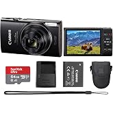 Canon PowerShot ELPH 360 HS A 20.2MP Digital Camera (Black) Bundle | Compact Point &amp; Shoot | For Travel &amp; Family Photography | 12x Optical Zoom | Wi-Fi + 64GB Memory Card + Case (7280C001)