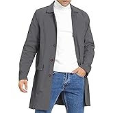 Mens Trench Coat Slim Fit Single Breasted Casual Long Jacket Lightweight Lapel Fall Windbreaker Overcoat