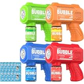 Panacare 4 Pack Bubble Gun 6 Holes with LED Night Light 10000+Rich Bubbles Automatic Bubble Gun Blower for Kids, Summer Outdoor/Indoor/Party/Birthday/Wedding Best Gifts for Kids