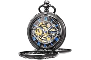 ManChDa Mechanical Pocket Watch for Men Women Dragon and Phoenix Pocket Watch with Chain