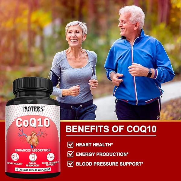 TAOTERS COQ10 400MG SUPPLEMENT PER SERVING| COENZYME Q10 CAPSULES WITH ORGANIC DANDELION ROOT 840MG, CALCIUM 64MG, BLACK PEPPER EXTRACT 40MG| SUPPORT FOR HEART HEALTH & ENERGY PRODUCTION| 60 CAPSULES