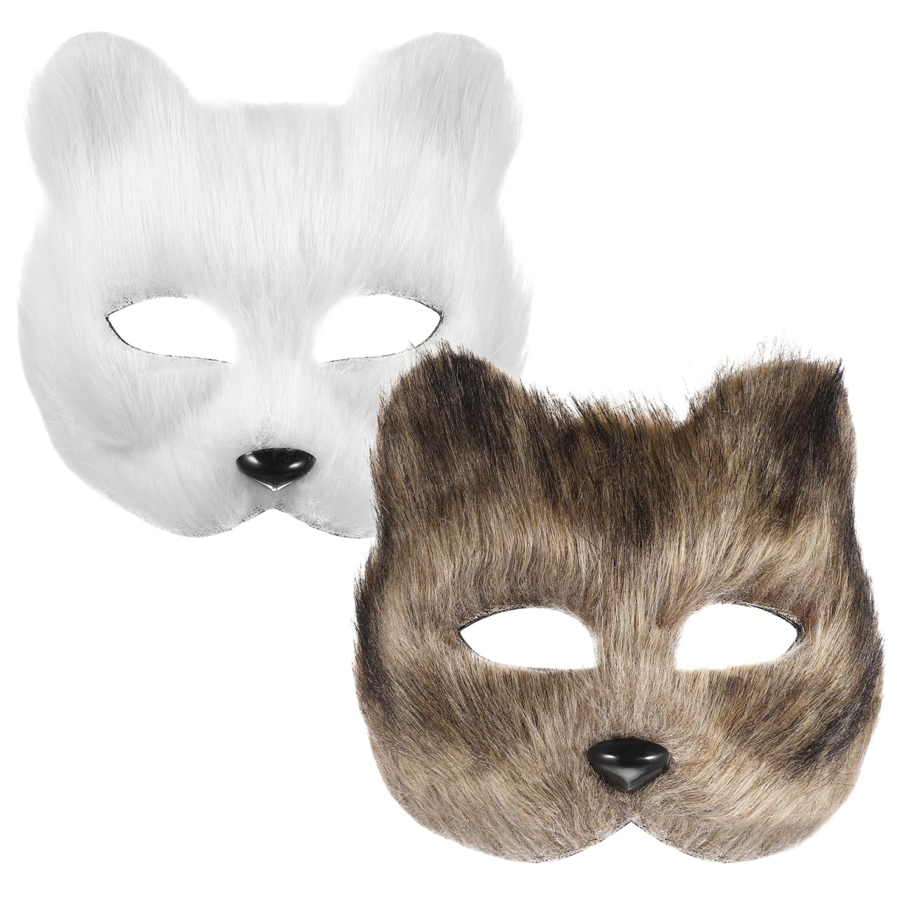 TOYANDONA 2pcs Plush Cat Fox Mask Masks Realistic Cat s Stuff Animal Furry Party Easter Masquerade Cosplay Costume Grey White