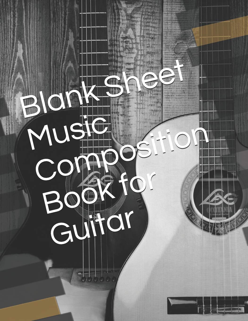 Blank Sheet Music Composition Book for Guitar: 5 Tabs 7 Staffs Per Page - 120 Blank Manuscript Pages 8.5 x 11in – Faded Wood Background Design Cover