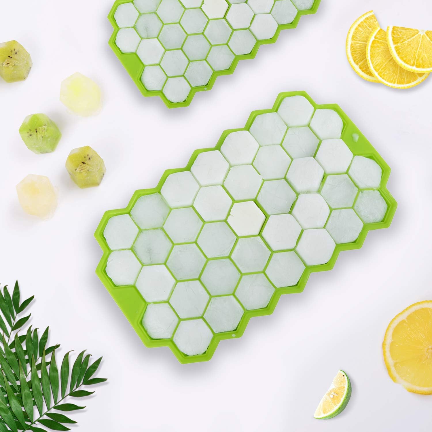 Ice Cube Trays, WETONG 2 Pack Silicone Ice Cube Molds with Lid Flexible 74-Ice Trays BPA Free, for Whiskey, Cocktail, Stackable Flexible Safe Ice Cube Molds: Kitchen & Dining